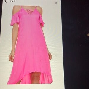 Jennifer Lopez Pink Cold Shoulder high low Dress NwT